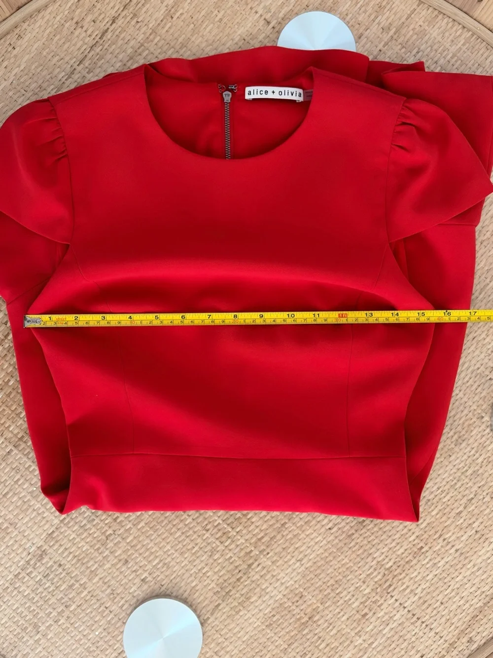 Alice + Olivia Fable Red Asymmetric Ruffle Dress Size 0